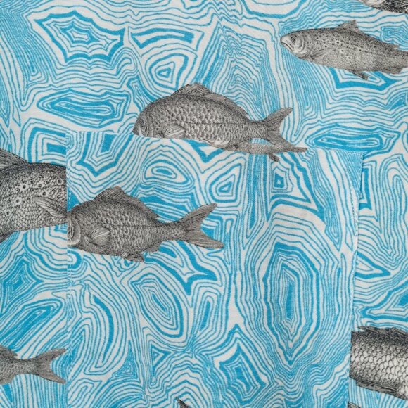 Comme des Garcons Homme Plus SS/17 Blue Fish-Print Cotton Shirt - Picture 7 of 11